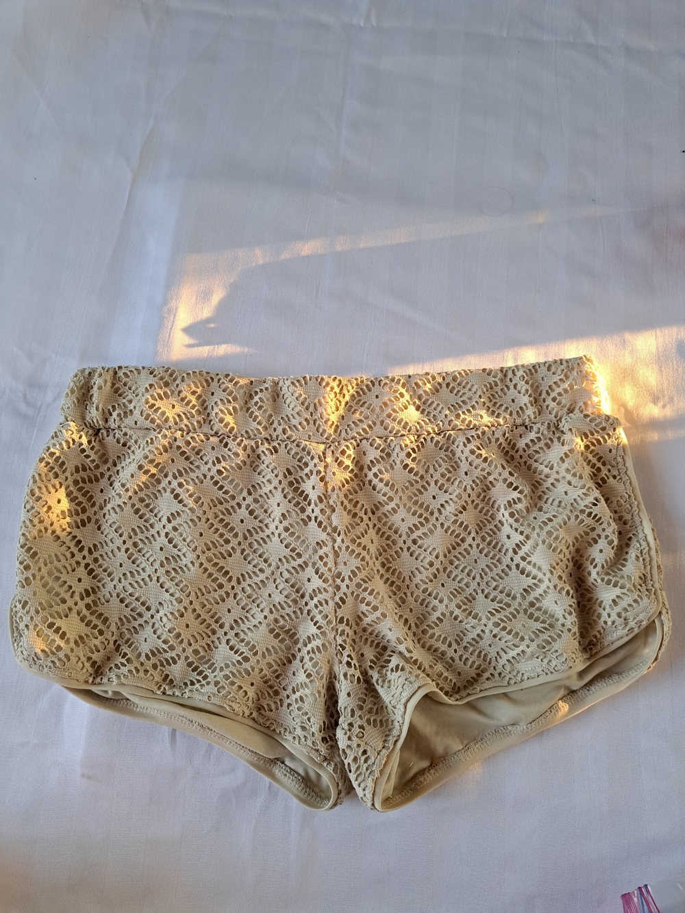 No Boundaries Cream Crochet Lace Lounge Shorts